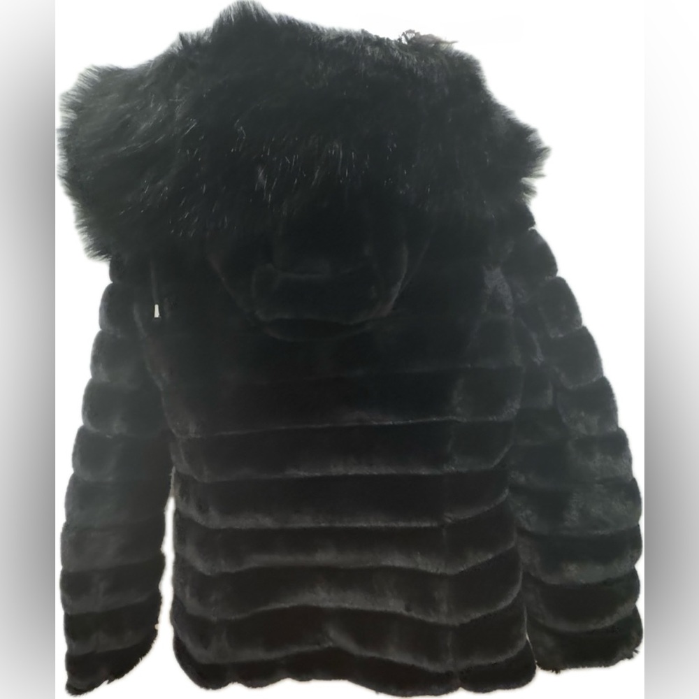 Reversible puffer coat with faux fur - Picture 6 of 8